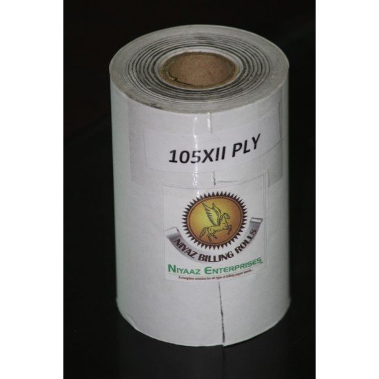 Paper Roll  -  4 inches / 105mm  x 65mm Dia with  single carbon copy  - Pack of 30nos