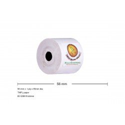 Paper Roll  -  2 inches / 56mm  x 65mm Dia  with single carbon copy - Pack of 12nos
