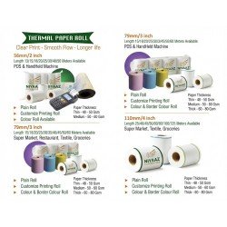 NIYAAZ ENTERPRISES Premium Thermal Paper Rolls - Clear Print, Smooth Flow, Longer Life | 2 / 3 / 4 inch